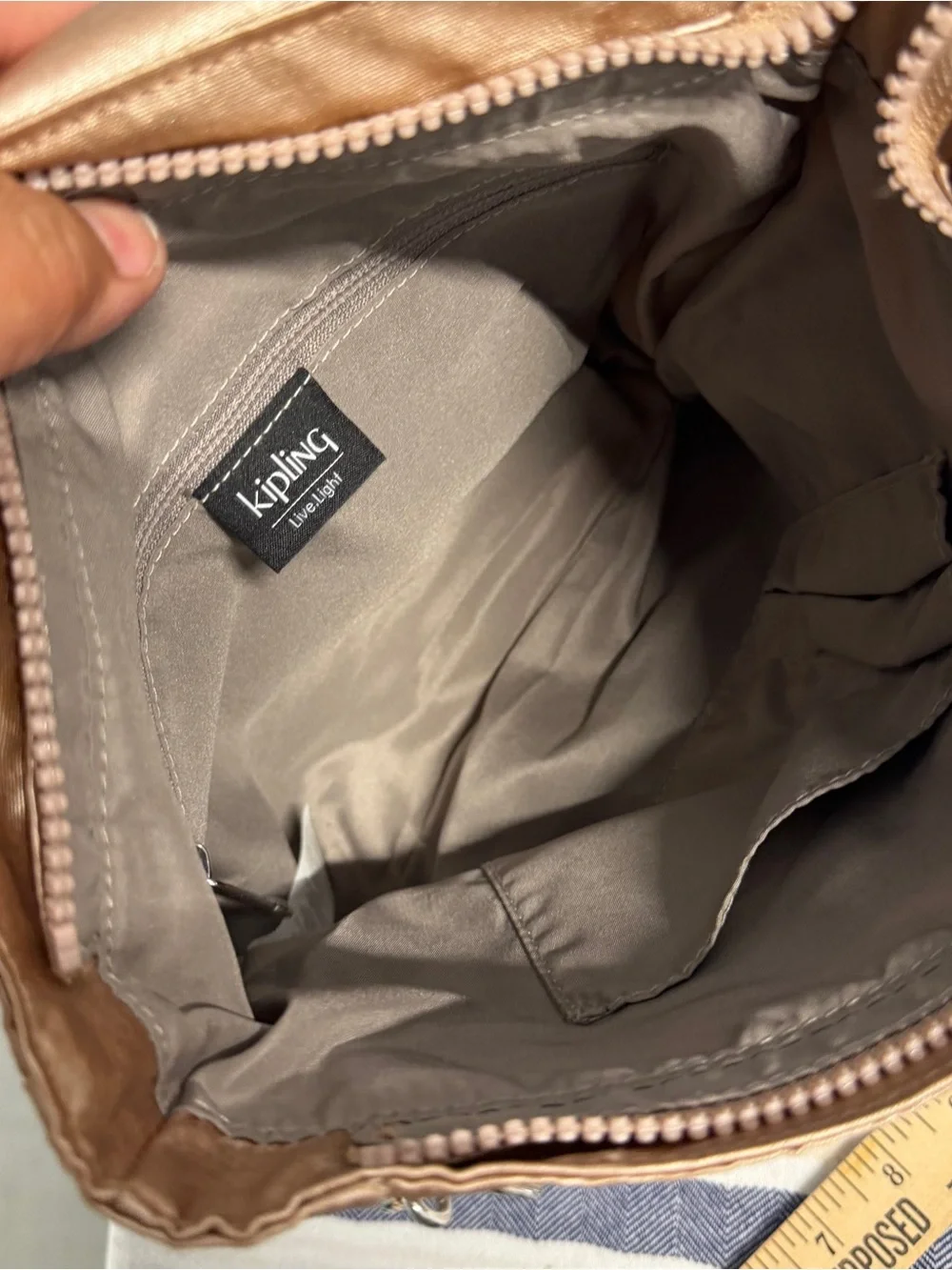 Kipling Dannie Metallic Small Backpack Gold Charm Metallic Convertible Bag